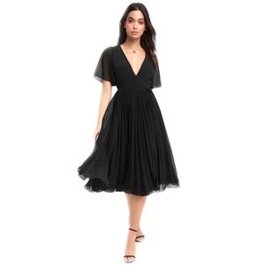 NWOT Lulu’s Black Pleats to Meet You Pleated Midi Wrap Dress
